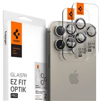 Spigen Glass tR EZ Fit Optik Pro 2 Pack, nature titanium - iPhone 15 Pro/15 Pro Max