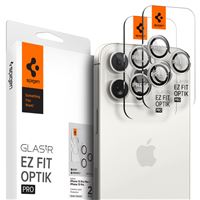 Spigen Glass tR EZ Fit Optik Pro 2 Pack, white titanium - iPhone 15 Pro/15 Pro Max
