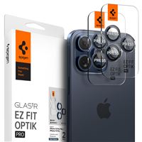 Spigen Glass tR EZ Fit Optik Pro 2 Pack, blue titanium - iPhone 15 Pro/15 Pro Max